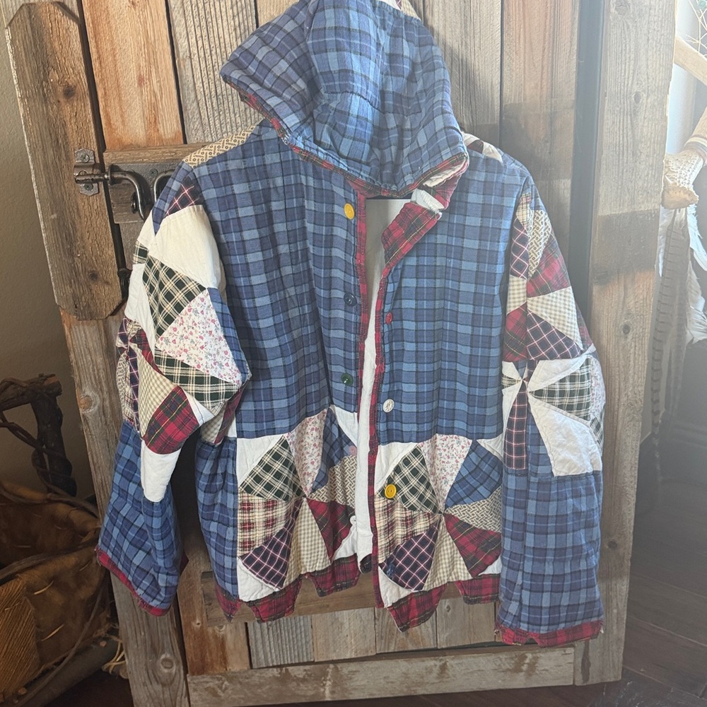 Women’s handmade patchwork granny blanket cardigan hoodie - Picture 5 of 9